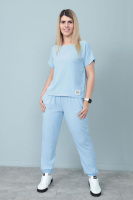 Літній костюм зі штанами на резинці «My day» оптом | Батал Блакитний, 50-52