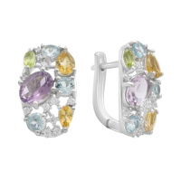 Серебряные серьги CatalogSilver с натуральным аметистом 5.903ct, цитрином, хризолітом, топазом (2193241)