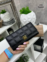 АКЦІЯ. Чорний - молодіжний крутий стьобаний гаманець на кнопці  - 20х10 см (1353)