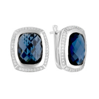 Серебряные серьги CatalogSilver с искуственным танзанитом nano 17.377ct (2111597)