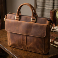Мужской кожаный портфель для документов ноутбука и работы Vintage 22673 Коричневый