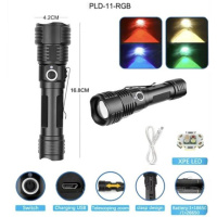 Фонарь ручной аккумуляторный PLD-11-4XPE(RGB), Карманный фонарь с usb зарядкой, Тактический фонарь police