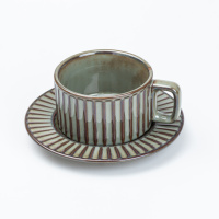 Чашка з блюдцем керамічна у французькому стилі 250 мл, графіт