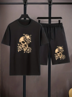 Модний чорний чоловічий літній спортивний костюм зі стильним дизайном