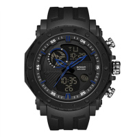 Чоловічий тактичний годинник Sanda 6012 Black-Blue з комбінованим циферблатом та підсвічуванням