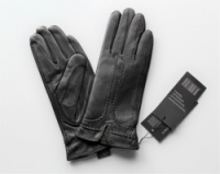 Женские кожаные перчатки подкладка махра черные