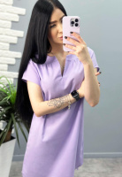 Вільна літня сукня з льону «Penny» оптом I Розпродаж моделі Ліловий, 42-44