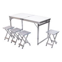 Раскладной стол + 4 стула кемпинговый набор для пикника, рыбалки, отдыха, туризма Белый JY-12061W