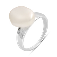 Серебряное кольцо CatalogSilver с натуральным жемчугом барочным, вес изделия 3,72 гр (2185031) 17.5 размер