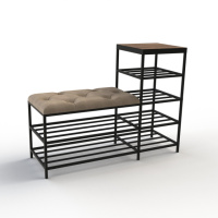 Банкетка для обуви Барселона-1 100см велюр бежевый/калифорнийский орех 3-4-9005