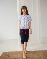 Підлітковий комплект на дівчинку з капрі - сердечка  8-9, 10-11, 12-13, 14-15 років