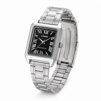 Жіночий годинник Casio LTP-V007D-1B класичний кварцовий зі сталевим браслетом та чорним циферблатом