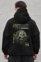 Оверсайз Худі Толстовка На Флісі З Капюшоном Та Принтом Without Deadly Black