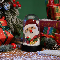Дед мороз в колбе с Led подсветкой, 16х10х18,5см, питание от 3*LR1130