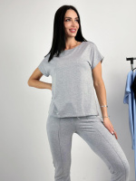 Літній прогулянковий костюм трикотажний «Saimon» оптом | Батал | Розпродаж моделі 50-52, Сірий