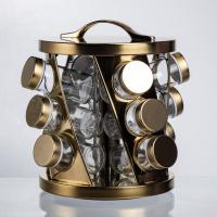 Карусель для специй 12 баночек по 100 мл, золото HP-1369