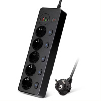 Сетевой фильтр BKL-505 1 QC3.0 + 1 PD20W + 1 Type-C + 1 USB,100-250V, 13А,5 розеток, черный