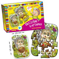 Детская развивающая настольная игра «Веселые картинки. Ежик» MKM0336, 12 пазлов