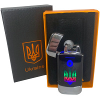 Дуговая электроимпульсная зажигалка с USB-зарядкой Украина LIGHTER HL-439. Цвет: серебро