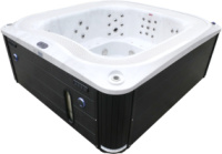 Переливний СПА-басейн Aquajoy Serenity (250х230х96 см), сріблясто-білий мармур, чорний корпус