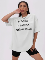 Жіноча біла футболка з мерчем | 61-084