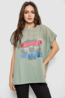 Футболка жіноча з принтом, колір оливковий, 244RW532