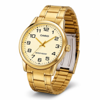 Чоловічий годинник Casio MTP-V001G-9B у золотистому кольорі з мінеральним склом та японським механізмом