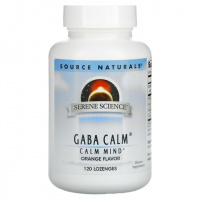 GABA (гамма-аминомасляная кислота) Calm , Вкус Апельсина, Serene Science, Source Naturals, 120 таблеток для