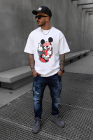 Біла чоловіча футболка з ДТФ принтом (оверсайз)