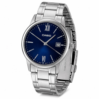 Чоловічий годинник Casio MTP-V002D-2B3 Original з синім циферблатом та сталевим браслетом