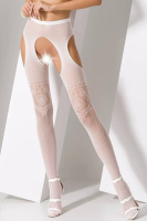 Еротичні колготки-бодістокінг з імітацією панчіх і пояса Passion S017, Білий, S, M, L, S/M/L