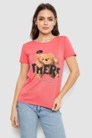 Футболка жіноча з принтом, колір кораловий, 244R509