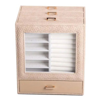 Шкатулка для украшений из эко кожи 3 яруса органайзер для ювелирных изделий HP-5-16CR