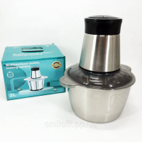 Блендер подрібнювач кухонний 1200Вт металева чаша на 2 літри комбайн 2 швидкості