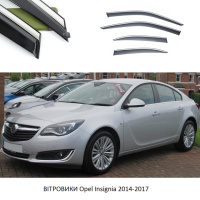 Дефлектори вікон Opel Insignia 2014-2017 П/К скотч «FLY» (нерж. сталь 3D) BOPIN1423-W/S (29-30)