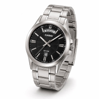 Чоловічий годинник Casio MTP-1381D-1A Classic з чорним циферблатом та сталевим браслетом