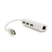 Контролер USB 2.0 до Ethernet VEGGIEG  - Сетевой адаптер 100 / 1000Mbps з проводом RTL-8152B + FE2.2S + 3 порта USB2.0, White, Metal, Blister-Box