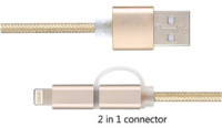 Кабель USB 2 в 1 microUSB/IPHONE REDDAX 2 в 1 КРУГЛИЙ