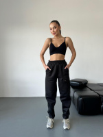 Черные спортивные теплые брюки S-XL
