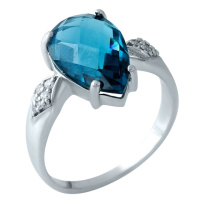 Срібне кільце SilverBreeze з натуральним топазом Лондон Блю 17.5 розмір (1966211)