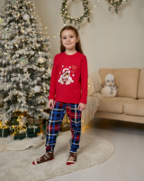 Піжама для дівчинки-підлітка зі штанами - Новорічний ведмедик   14-15 років