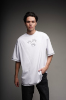 Оверсайз футболка біла Paws з чорними швами RD457