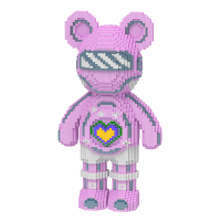 Світловий конструктор Magic Blocks у вигляді ведмедика Bearbrick Колір: Рожевий