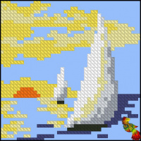 Схема для вышивки Парусник на закате