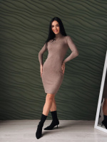 Жіноче плаття-гольф в рубчик «Marie» оптом | Норма| Розпродаж моделі Капучіно, 42-44