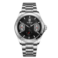 Чоловічий механічний годинник Winner 8267 Silver-Black з автопідзаводом та сталевим браслетом