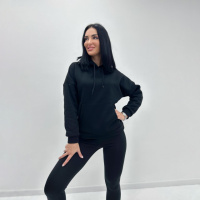 Однотонний батник з капюшоном «Kerry» оптом | Батал Чорний, 50-52