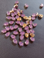 Стрази (акрил) в золотой металлической оправе. Размер - 6*10 мм. Цвет - сирень светлая опал