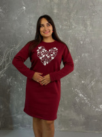 Тепла сукня з принтом «Romance» оптом | Норма і батал Марсала, 42-44