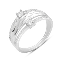 Серебряное кольцо CatalogSilver с фианитами, вес изделия 3,15 гр (2185734) 17.5 размер